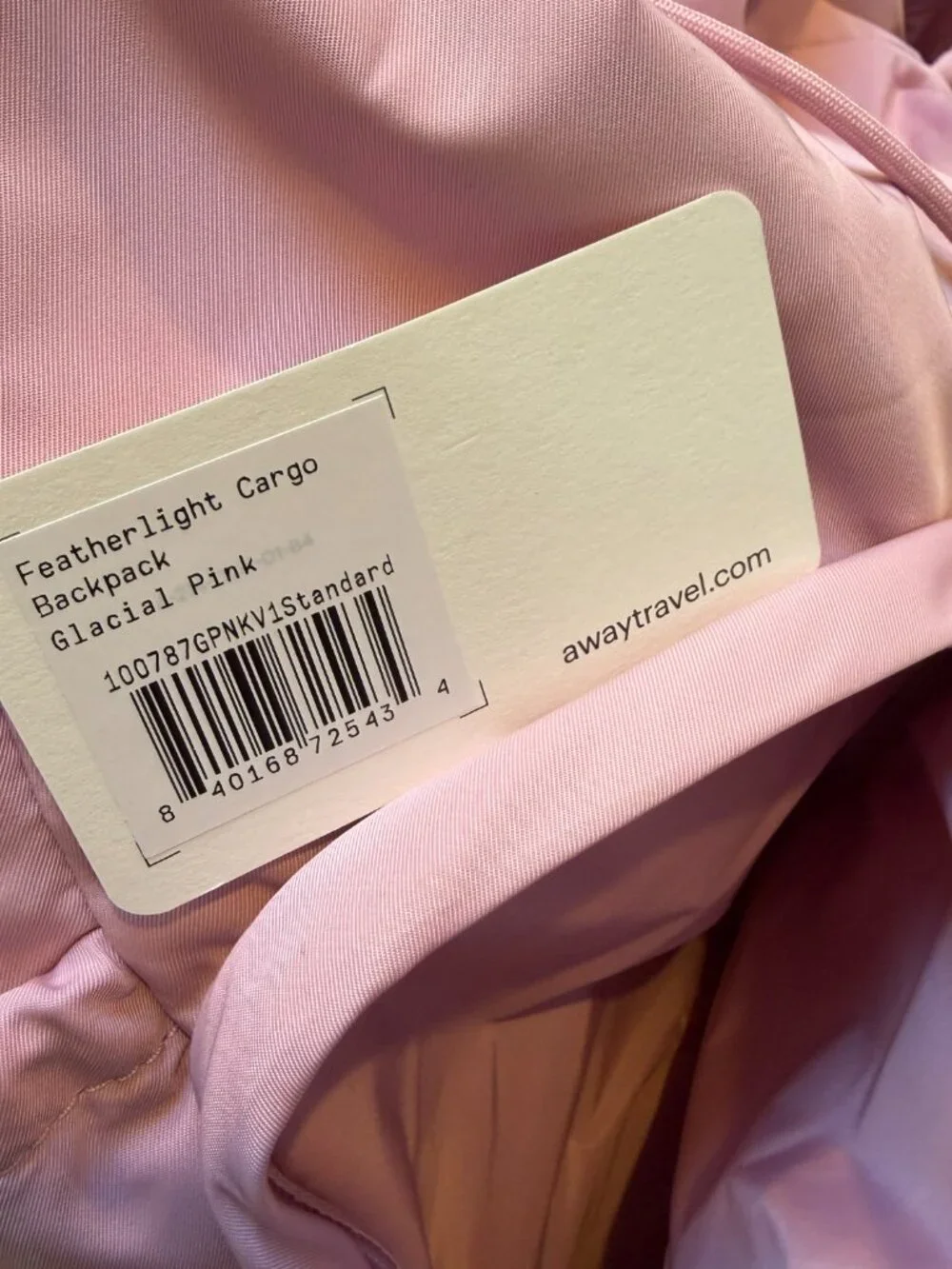 NWT Away Featherlight Cargo Backpack in Glacier Pink